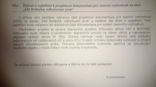 Svitávka - odbočovací pruh