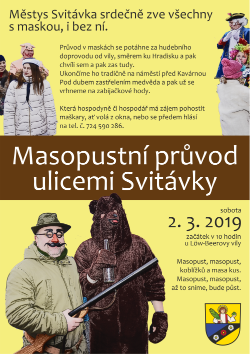 Masopustní průvod ulicemi Svitávky